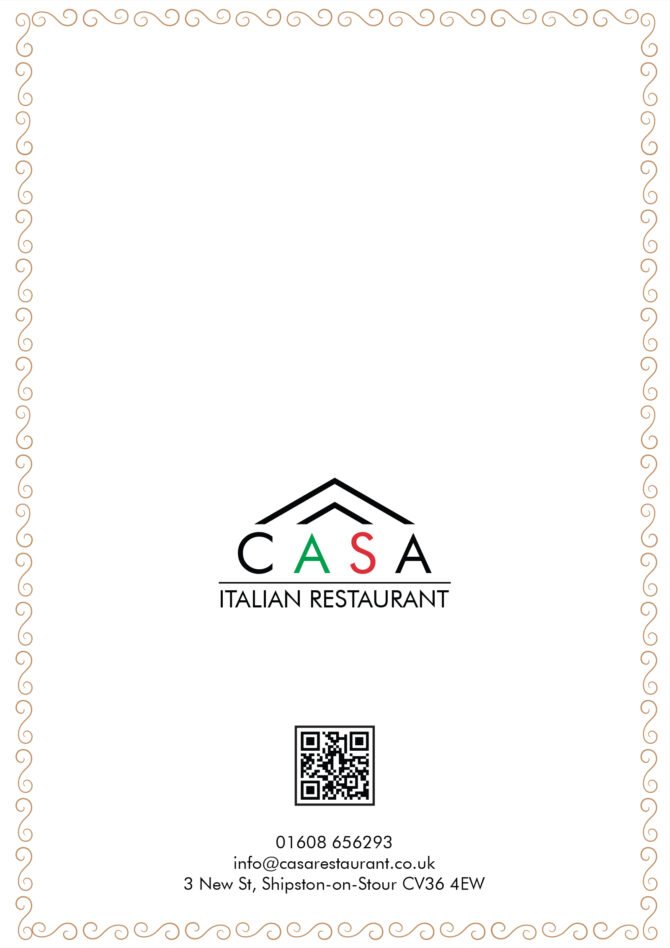 Casa Restaurant Menu Design